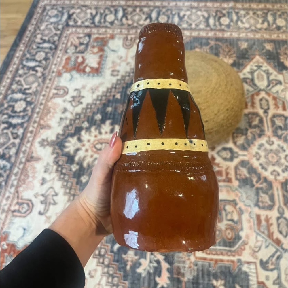 Vintage Unique Abstract Ceramic Terracotta Vase